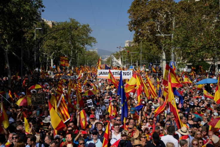 The Barcelona rally denounced the amnesty deal for Catalan separatists behind a failed 2017 independence bid