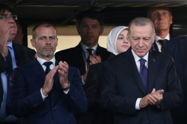 UEFA President Aleksander Ceferin (L) and Turkish President Recep Tayyip Erdogan together at this year's Champions League final in Istanbul