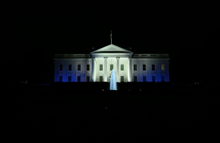 The White House was illuminated in the blue and white colors of the Israeli flag on Monday night