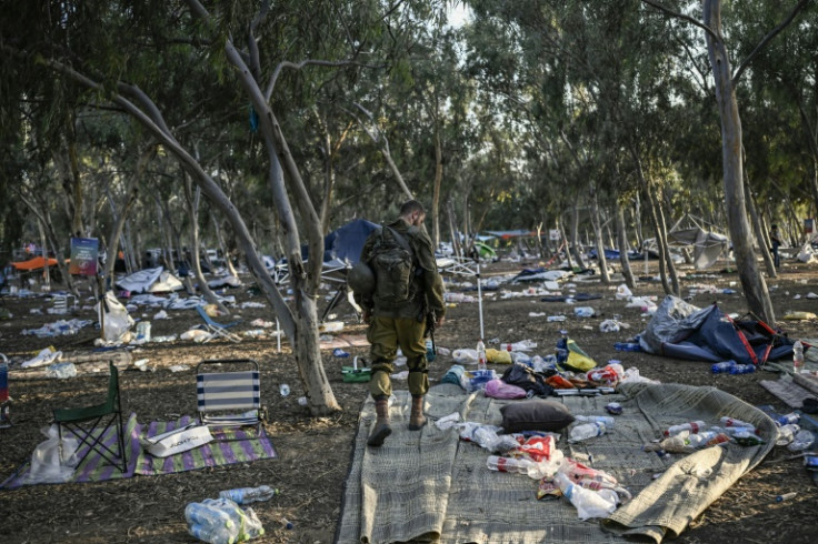 While the bodies of the revellers have been removed from the site, their belongings were left strewn across the dusty grass