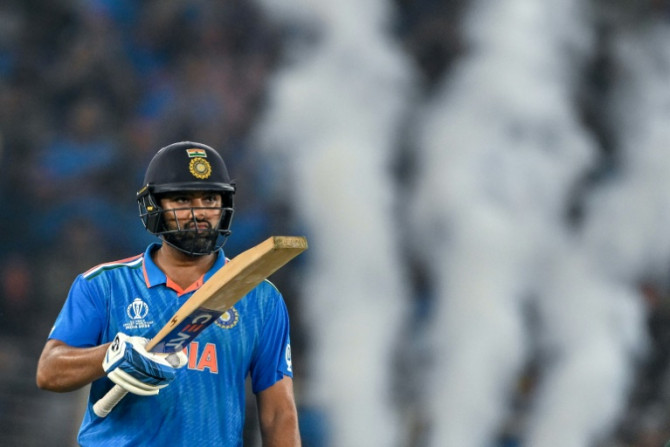 Captain's innings: India skipper Rohit Sharma celebrates his half-century