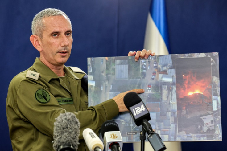 Israeli army spokesman Rear Admiral Daniel Hagari speaks about the Gaza hospital blast