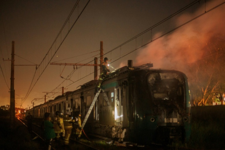 A train drivers' cabin was also set alight