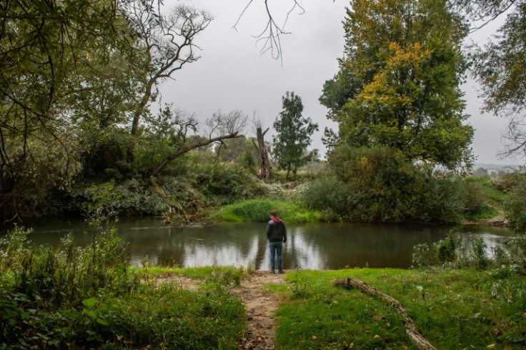 The River Ipoly in Hungary over which migrants have been crossing in increasing numbers into Slovakia