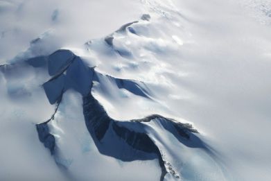 Hidden world: Scientists have found a landscape of plunging valleys and sharply peaked hills far below the Antarctic ice