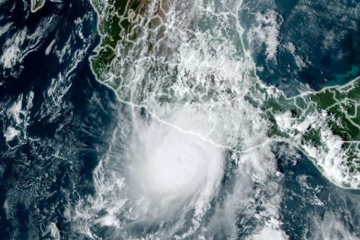 An image from the US National Oceanic and Atmospheric Administration shows Hurricane Otis approaching Mexico's southern Pacific coast