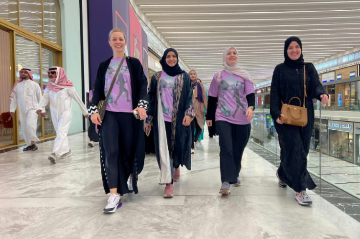 Women exercising in a mall in Riyadh