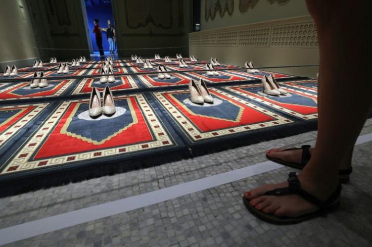 Another highlight is a work by French-Algerian artist Zoulikha Bouabdellah featuring 30 Muslim prayer mats adorned with sequinned stilettos