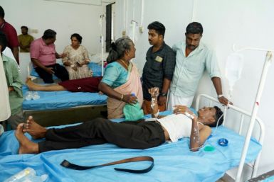 Victims receive medical treatment at the Government Medical College hospital in Ernakulam after a suspected bomb blast during a Jehovah's Witnesses meeting at a convention centre in Kalamassery near the port city of Kochi -- two people were killed