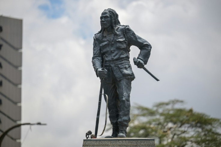A bronze statue of Kenyan Mau Mau fighter Dedan Kimathi in Nairobi