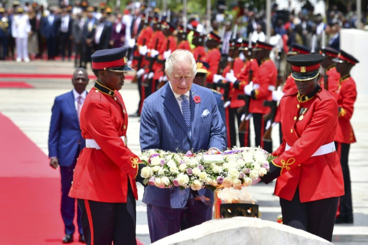 King Charles III laid a wreath at the Tomb of the Unknown Warrior in the Uhuru Gardens memorial park