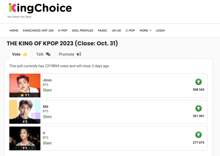 Jimin King Choice poll