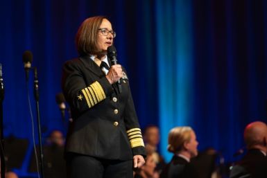Admiral Lisa Franchetti -- pictured speaking in Washington, DC on October 7, 2022 -- has been confirmed as chief of naval operations