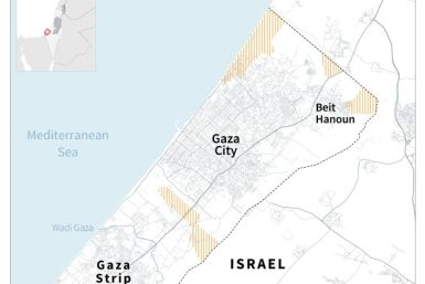 Map of the northern Gaza Strip, showing areas where Israeli army ground operations have been reported.