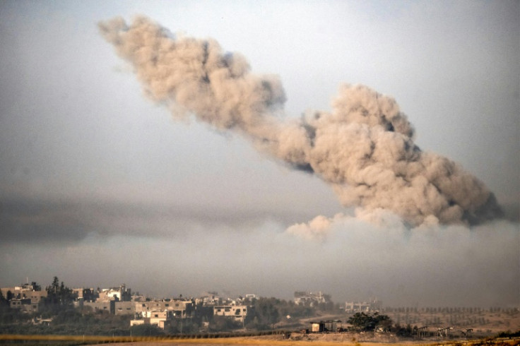 Smoke rises during Israeli bombardment along the border with the Gaza Strip