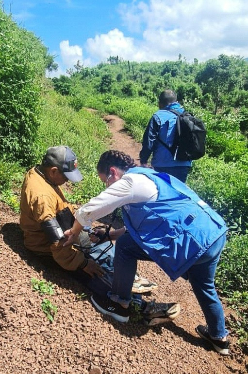 Luis Manuel Diaz had his vital signs checked after being freed