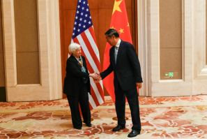 US Treasury Secretary Janet Yellen said ahead of talks with her Chinese counterpart He Lifeng that Washington will protect its national security but aims to communicate clearly
