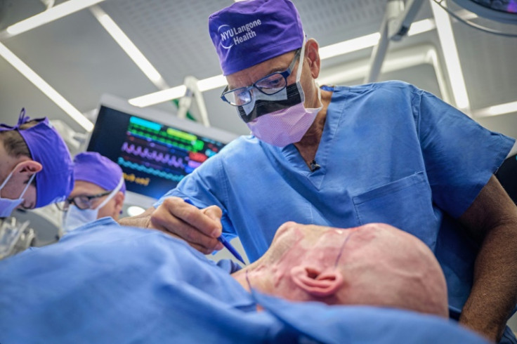 Dr. Eduardo Rodriguez operates on Aaron James in the first whole-eye and partial face transplant, at NYU Langone Health in New York