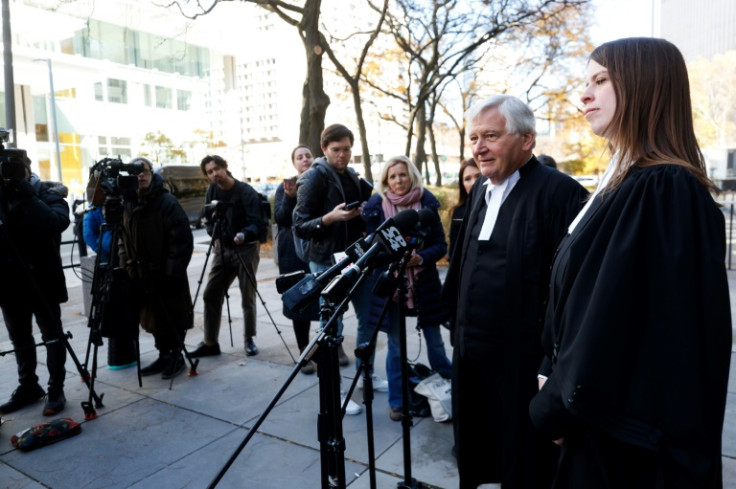 Brian Greenspan, Nygard's attorney, addresses media outside the Toronto courthouse after the guilty verdict