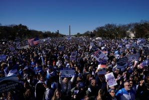 Demonstrators gather in Washington in support of Israel and to denounce antisemitism