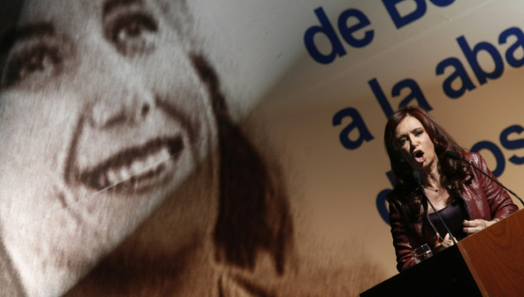 Former president Cristina Kirchner gives a speech at a 2007 commemoration of the 55th anniversary of the death of Eva Peron