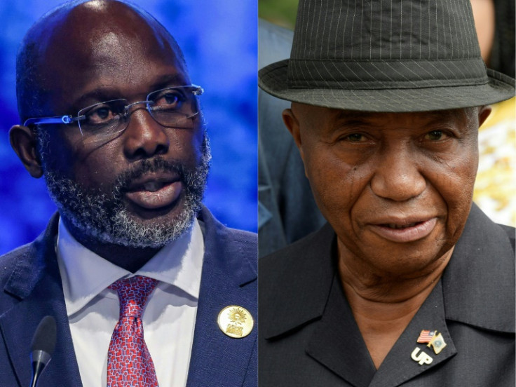 Liberia's President George Weah (L) and opposition leader Joseph Boakai (R)