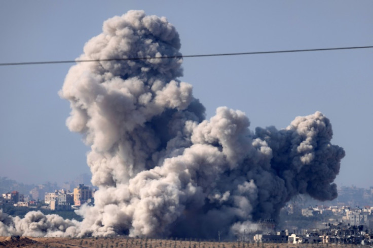 Smoke billows during Israeli bombardment of north Gaza