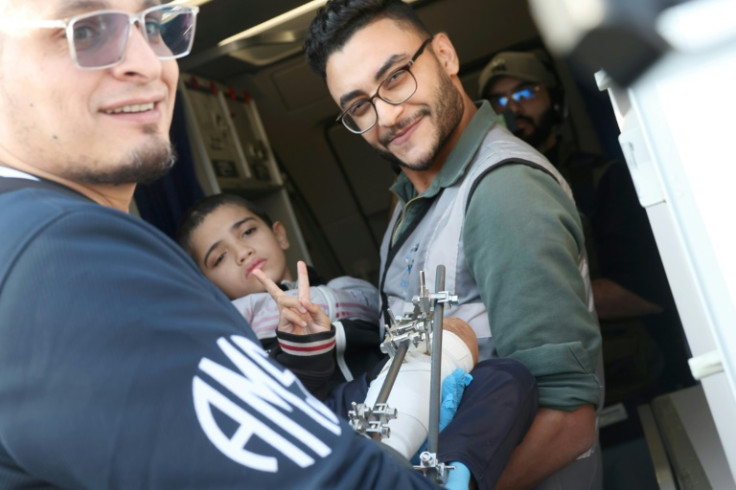 A first batch of injured Palestinian children was evacuated to the UAE for medical treatment on Saturday