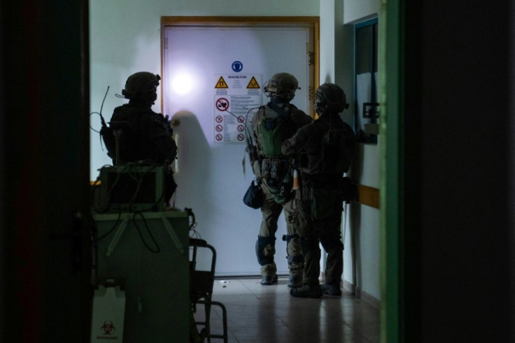 This picture released on November 15 shows what the Israeli army says are soldiers carrying out operations inside Gaza's largest hospital, Al-Shifa