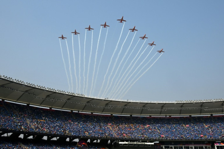 'Big occasion': The Indian Air Force (IAF) Surya Kiran aerobatics team performs before the start of the final