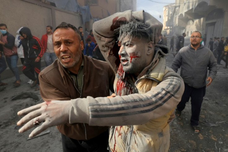 A Palestinian man is wounded after a strike on Rafah in the southern Gaza Strip