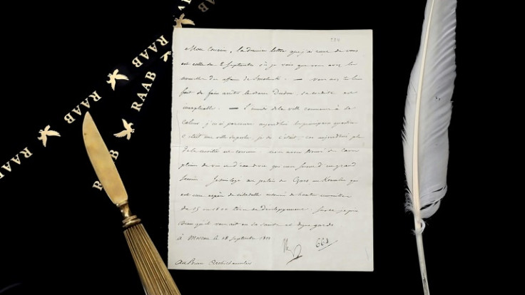 Image courtesy the Raab Collection in Philadelphia shows a letter sent by Napoleon during the Russian campaign
