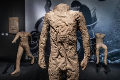 Magdalena Abakanowicz's work on display at the Desa Unicum auction house includes her well-known headless sculptures