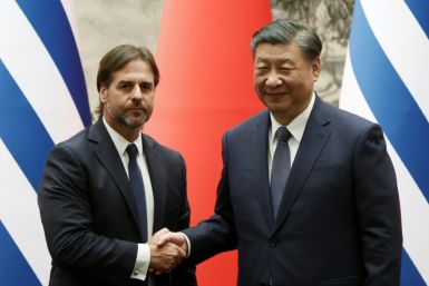 President Xi Jinping (right) met counterpart Luis Lacalle Pou (left) in Beijing