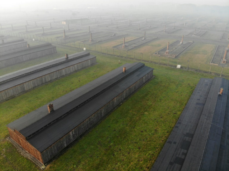The remains of barracks for prisoners at the former German Nazi death camp Auschwitz II - Birkenau, now a museum and memorial site, in Oswiecim, Poland