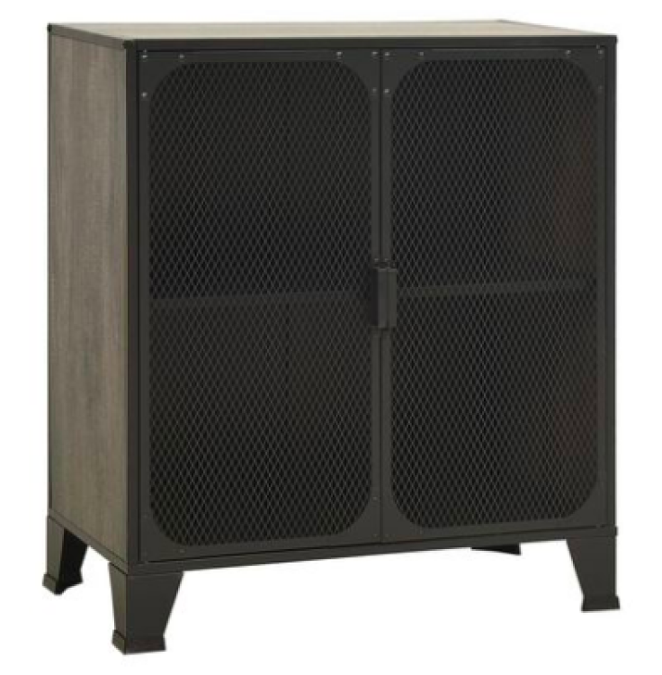 Storage Cabinet Gray Metal and MDF