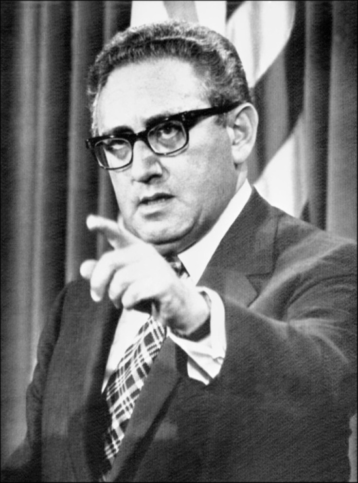 Henry Kissinger, then secretary of state, addresses reporters in Washington in 1975