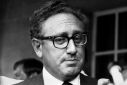 US secretary of state Henry Kissinger seen on a March 1974 visit to Tel Aviv