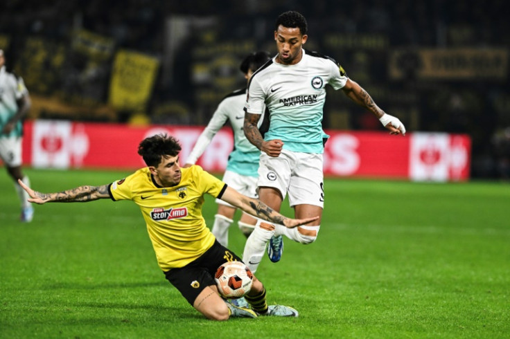 Brighton striker Joao Pedro in action against AEK Athens