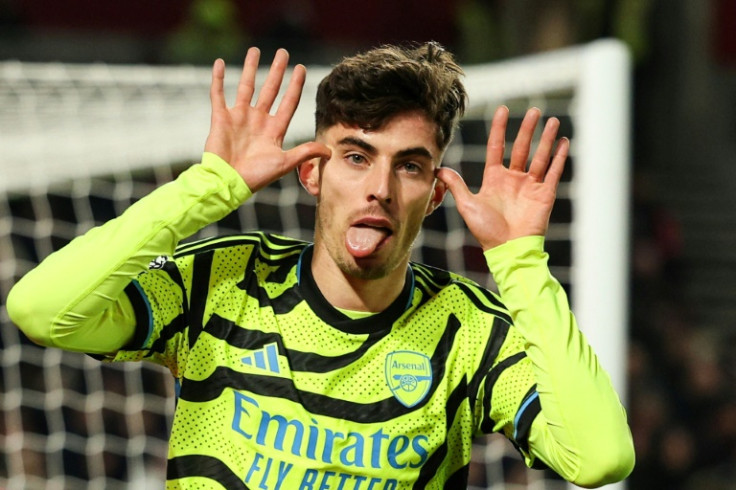 Arsenal's Kai Havertz celebrates his winning goal against Brentford