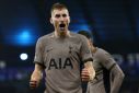 Dejan Kulusevski celebrates after scoring Tottenham's third goal against Manchester City