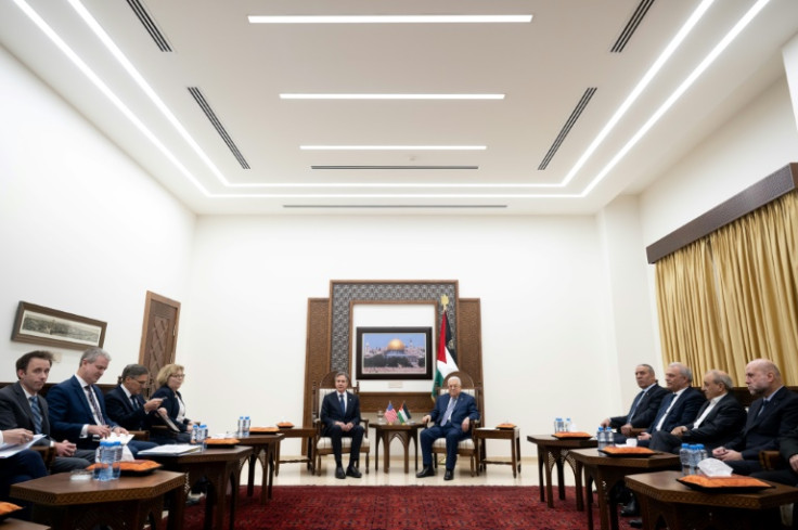 Palestinian Authority President Mahmud Abbas and US Secretary of State Antony Blinken meet in Ramallah on November 30, 2023