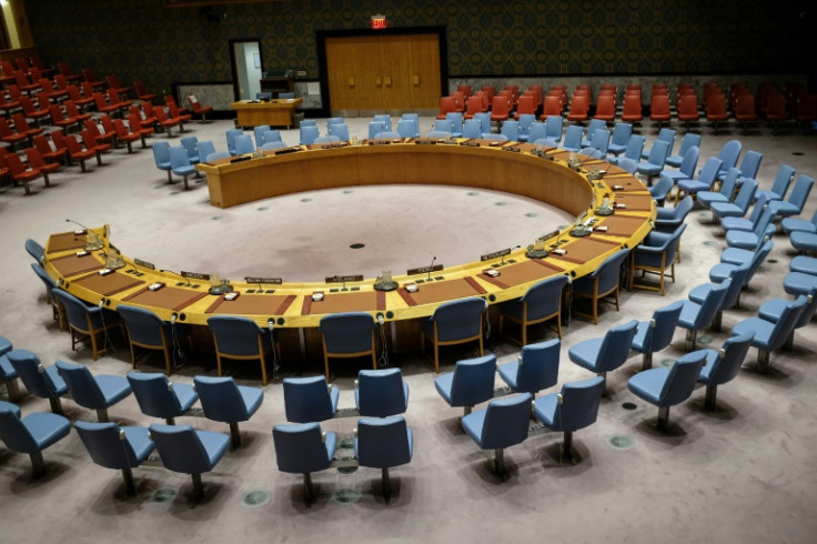 An empty UN Security Council chamber is seen in January 2018