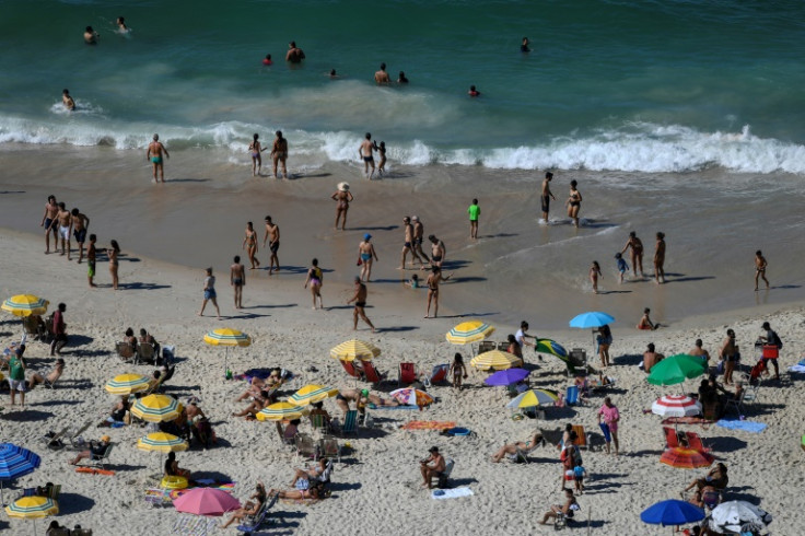 People enjoy Copacabana  beach in Rio de Janeiro, Brazil, on June 30, 2019.