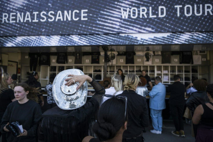 Fans of US musician Beyonce queue to buy merchandise at her Renaissance tour appearance in Solna, Sweden