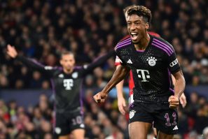 Kingsley Coman's (right)confirmed Manchester United's exit from European competition