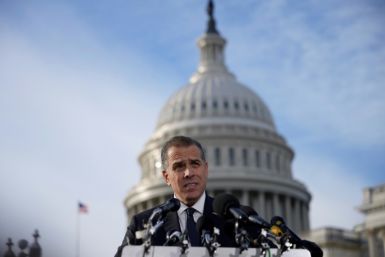 Hunter Biden speaks to the press from Capitol Hill in Washington on December 13, 2023