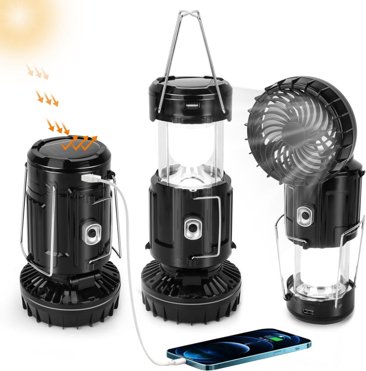 Solar Powered Camping Lantern with Fan