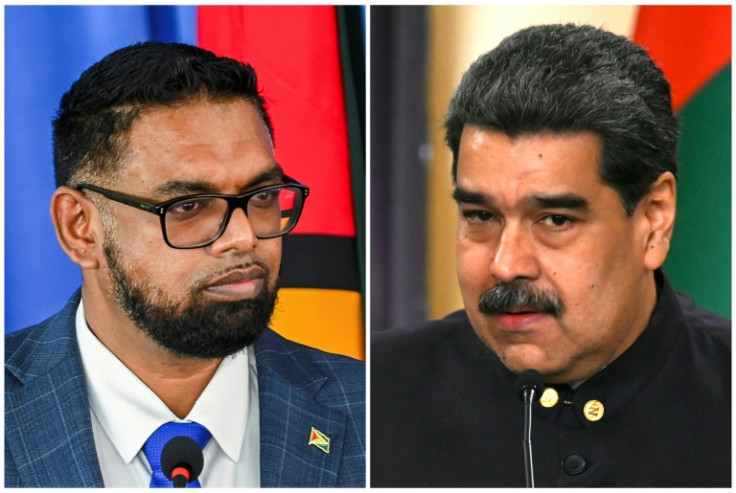 Guyana's President Irfaan Ali (L) and Venezuela's President Nicolas Maduro met in Saint Vincent and the Grenadines