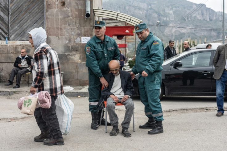 -- AFP PICTURES OF THE YEAR 2023 --Armenian refugees from Nagorno-Karabakh are seen in the center of the town of Goris on October 1, 2023 before being evacuated in various Armenian cities. A United Nations mission arrived in Nagorno-Karabakh on October 